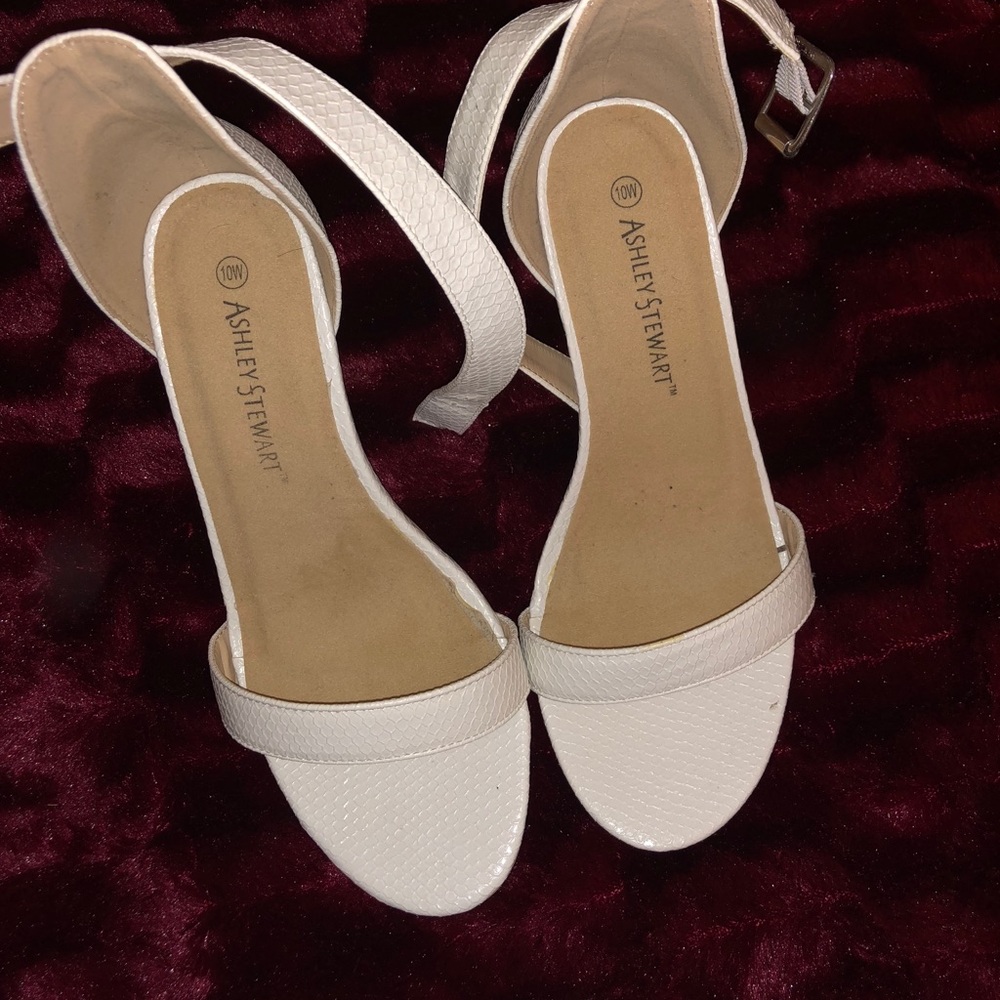 White snakeskin heels
